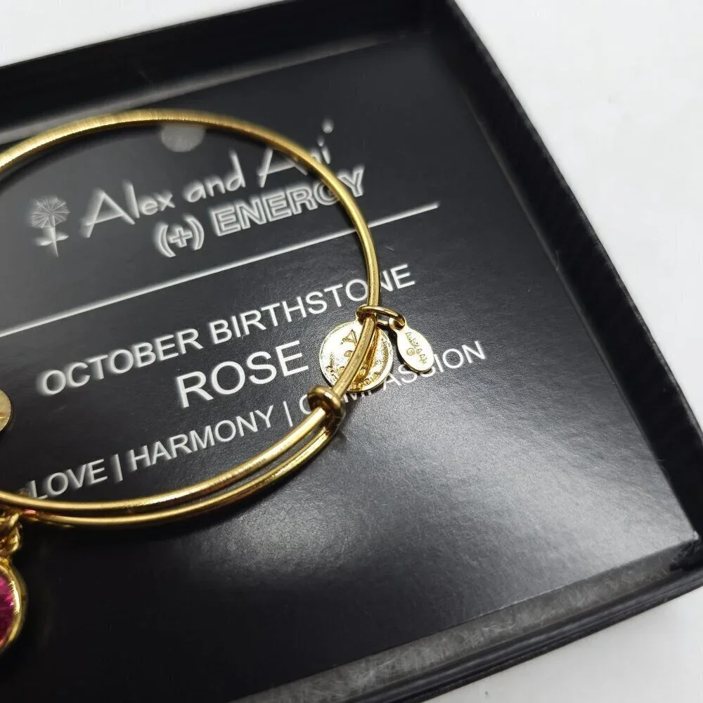 Alex And Ani October Birthstone Rose Gold Bangle Bracelet With Charms